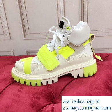 Dolce  &  Gabbana High-top Sneakers Creamy/Fluo Yellow With Logo 2019